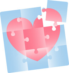 Pink Heart of jigsaw. Puzzle heart.