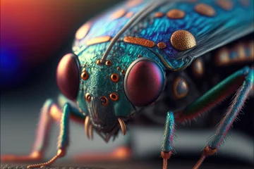 Foto op Plexiglas Macro photograph of colorful insect Generative AI Art © Jasmina