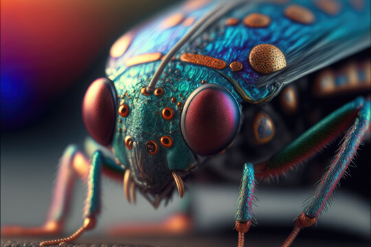 Macro Photograph Of Colorful Insect Generative AI Art