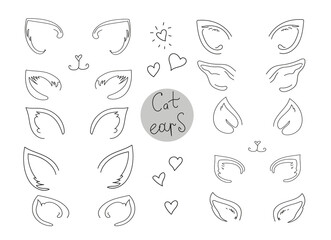 cat ears tatoo doodle outline illustration
