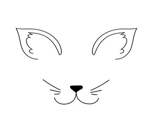cat ears tattoo doodle outline illustration
