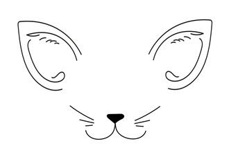 cat ears tattoo doodle outline illustration