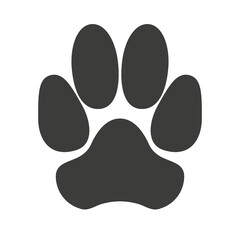 Paw print of dog, cat or puppy pet foot print. Silhouette animal track. Vector illustration isolated on a white background