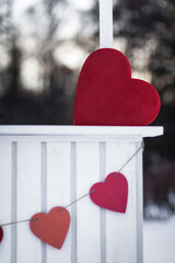 Decoration for the Valentine's Day with red hearts