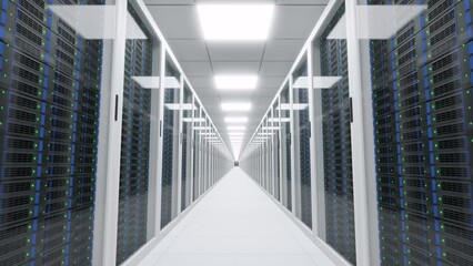 Server room in data center, infinite loop