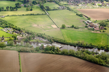 Old Windsor Weir on the River Thames, Berkshire - Aerial View - 563604180