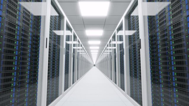 Server room in data center, infinite loop