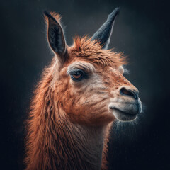Obraz premium Portrait of a llama on a black background. generative ai