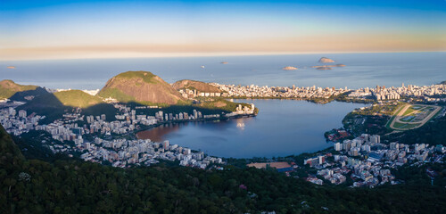 Lagoa Rodrigo de Freitas and surroundings from above - panoramic view from the Christ 