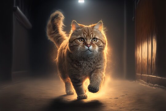 cat running at speedlight llustration generative ai