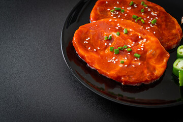 pork Korean marinated or fresh pork raw marinated with Korean spicy paste