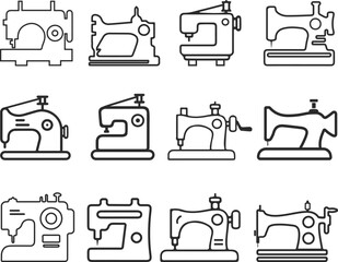 Sewing icon set, sewing machine icon set black vector