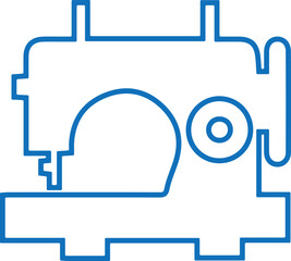 Sewing icon, sewing machine icon blue vector