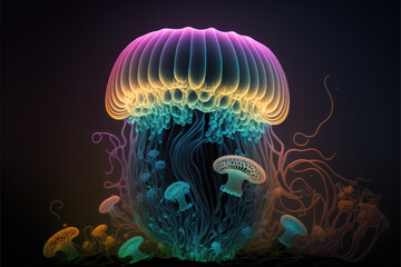 Neon jellyfish, generative ai 