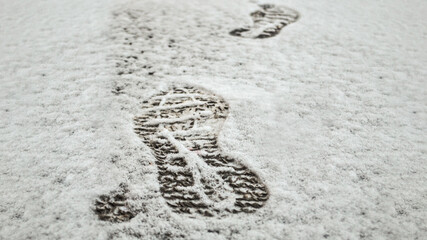 footprint in white snow at mountain