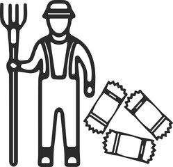 Farm icon, farming icon black vector