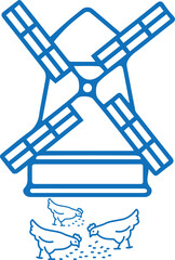 Farm icon, farming line icon blue vector