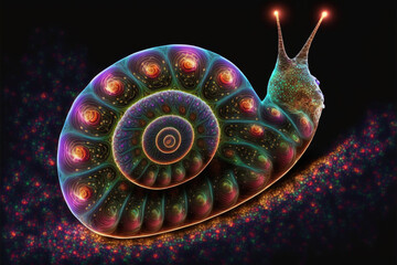 Beautiful glowing fractal snail