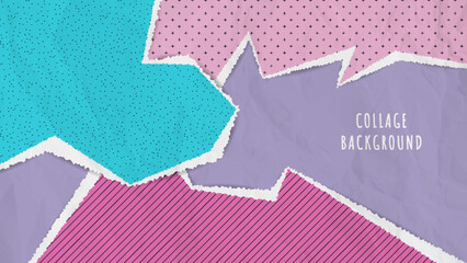 Abstract collage background with torn paper