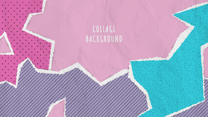 Abstract collage background with torn paper