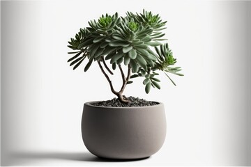 Plants in ceramic pot, Variety of species to use as decoration. Isolated on a white background. Generative AI
