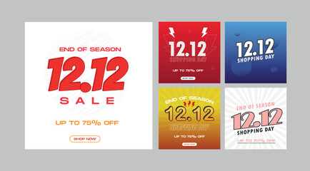 12 12 sale discount promotion template collection set on background