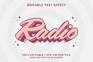 3d Radio Cartoon Editable Text Effect Premium Vector