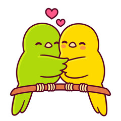 Cute cartoon birds couple