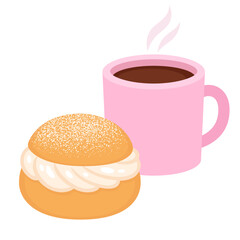 Coffee or tea with cream bun
