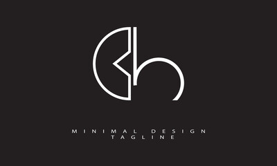 BH or HB Minimal Logo Design Vector Art Illustration