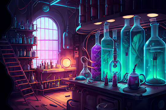 Scientific laboratory, ai illustration
