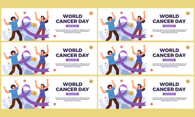 world cancer day horizontal banner template set vector flat design