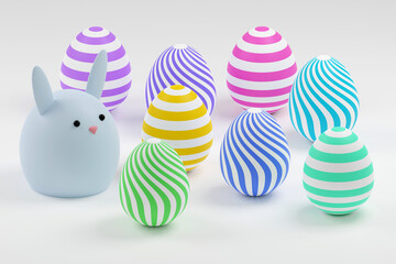 3d rendered decorative precious easter eggs on grey background for wallpapers, greeting cards, posters, ads.