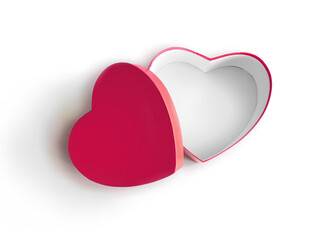 Open heart shaped gift box on white background. Design for Valentine's Day. - 563615327