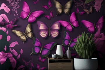 wallpaper designe with butterfly pattern