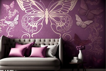 wallpaper designe  with butterfly pattern