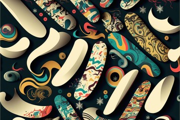 wallpaper designe with snowboard pattern