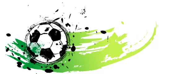 Fototapeten soccer, football, illustration with paint strokes and splashes, grungy mockup, great soccer event © Kirsten Hinte