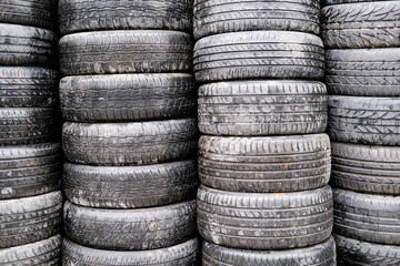stack of old tires, stack of tires, pile of tires