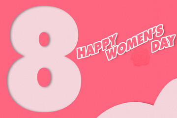 Pink banner design with happy women's day lettering and copy space. 8 March women's march. Future is female.
