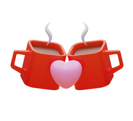 3D rendering. Couple love cup. Valentine's day.