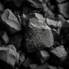 Black rock pebbles, closeup shoot. Generative AI