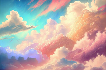 Pastel colorful sky, anime style wallpaper