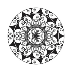 Mandala Design Decorative Pattern Decoration Snowflake on black Flower Pattern Design