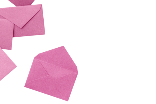 Open one of the scattered pink envelopes