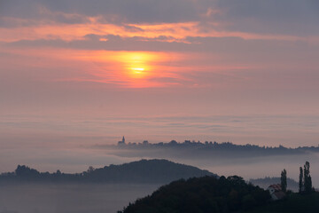 Sunrise in South Styria, Austria