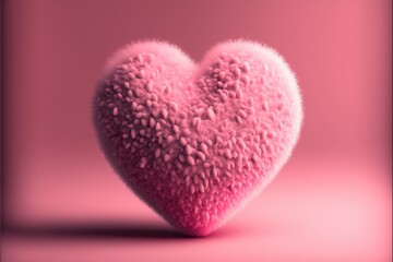 Fototapeta premium Soft fluffy pink heart. Valentine's day concept. Generative ai.
