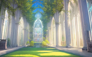 Crédence de cuisine en verre imprimé Coloré anime cathedral, church