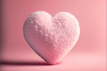 Fototapeta premium Soft fluffy pink heart. Valentine's day concept. Generative ai.