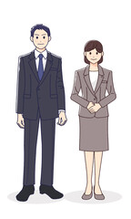 スーツ姿の男性・女性（立ち姿）